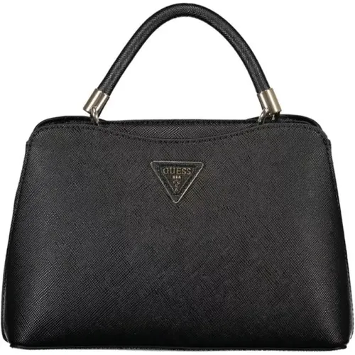 Schwarze Polyethylen-Handtasche mit verstellbarem Schulterriemen und mehreren Fächern - Guess - Modalova