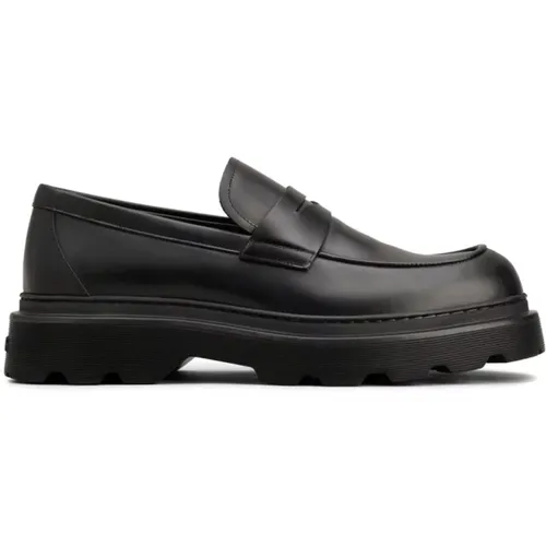 Loafers, male, , Size: 10 1/3 US Leather Slip-On Flat Shoes - TOD'S - Modalova