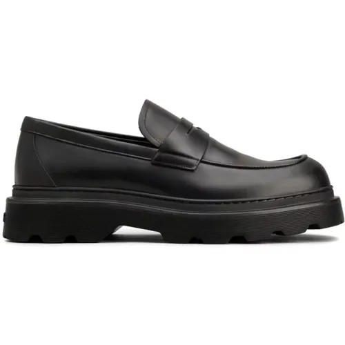 Schwarze Leder Slip-On Flache Schuhe , Herren, Größe: 44 EU - TOD'S - Modalova