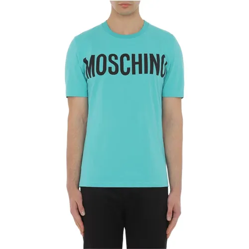 Türkise T-Shirts und Polos , Herren, Größe: L - Moschino - Modalova