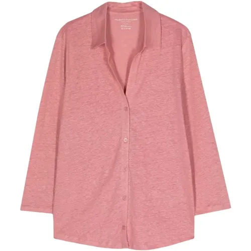 Rose Linen Blend Shirt , female, Sizes: L, S, M - majestic filatures - Modalova