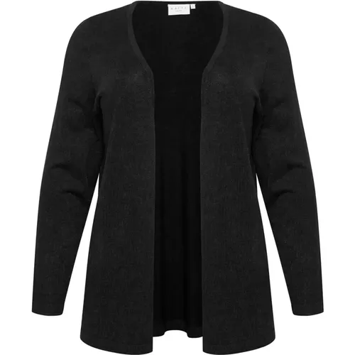 Schwarzer Tiefer Cardigan Pullover , Damen, Größe: S - Kaffe Curve - Modalova