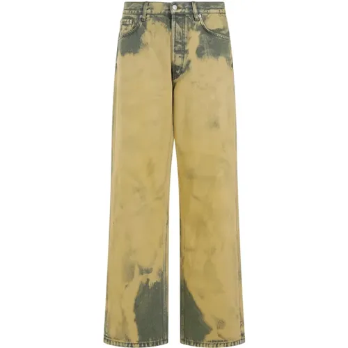 Wide Jeans, male, , Size: W32 Yellow & Orange Wide-Leg Jeans - Dries Van Noten - Modalova