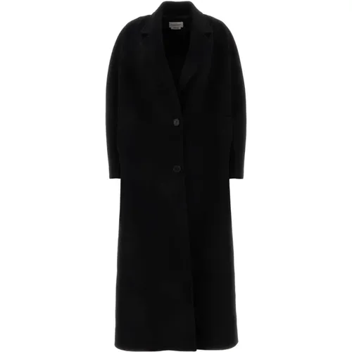 Single-Breasted Coats, female, , Size: S Oversize Wool Blend Coat - alexander mcqueen - Modalova