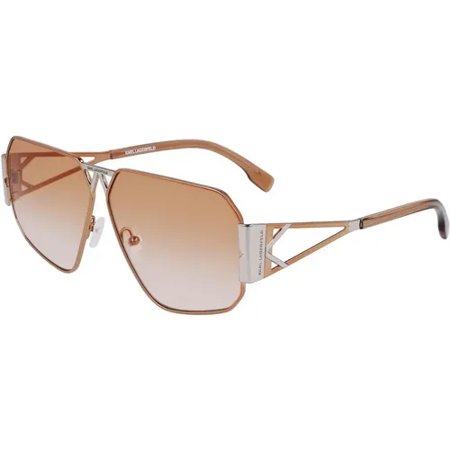 Sunglasses, unisex, , Size: ONE SIZE Metal Sunglasses with Brown Glass and Degraded Category - Karl Lagerfeld - Modalova