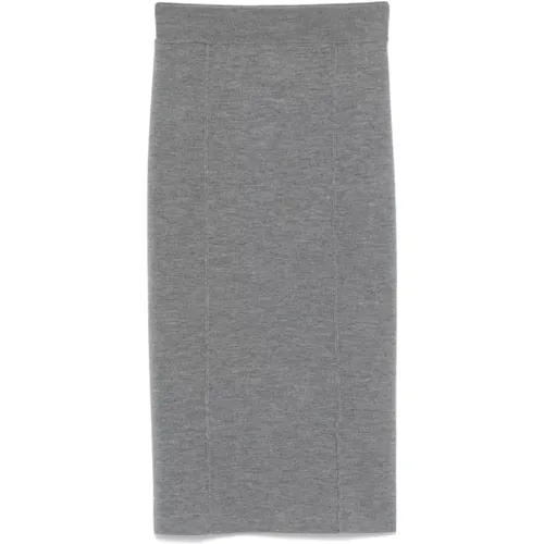 Grey Wool Blend Knitted Skirt , female, Sizes: L, S - pinko - Modalova