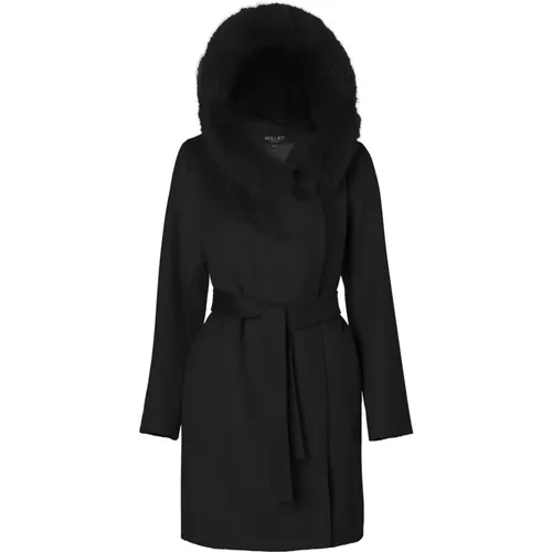 Wool Coat with Fox Fur Hood , female, Sizes: XS, 2XL, XL - Hollies - Modalova