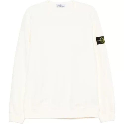 Sweatshirts, male, , Size: L Ivory Sweatshirt Comfortable Casual Outfit - Stone Island - Modalova