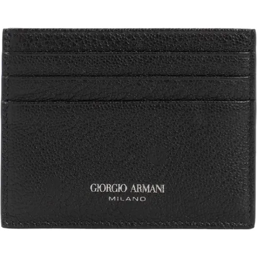 Wallets & Cardholders, male, , Size: ONE SIZE Leather Credit Card Holder - Giorgio Armani - Modalova