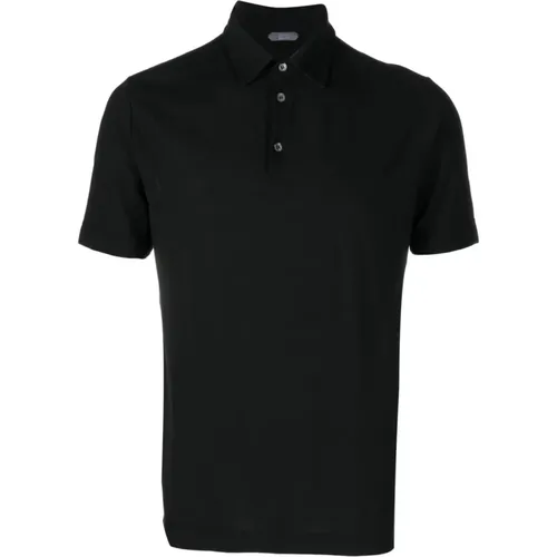 Schwarzes Polo Shirt mit 3-Knopfverschluss , Herren, Größe: 2XL - Zanone - Modalova