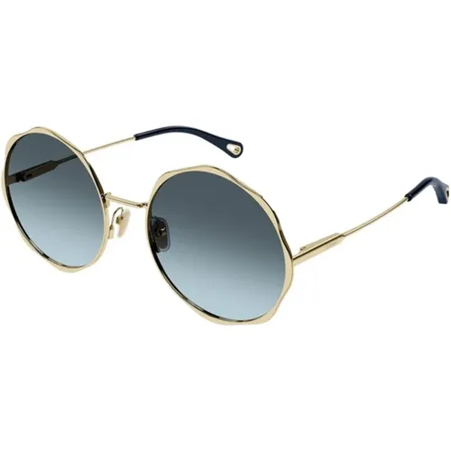 Gold Blau Sonnenbrille Stilvolles Modell , unisex, Größe: 59 MM - Chloé - Modalova