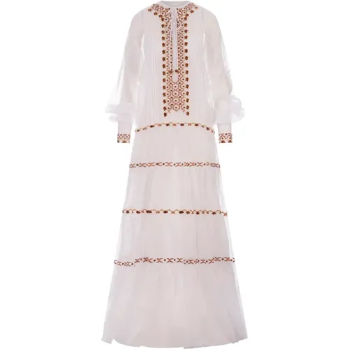 Cotton Kaftan Dress Embroidered , female, Sizes: XS, S, 2XS - Ermanno Scervino - Modalova