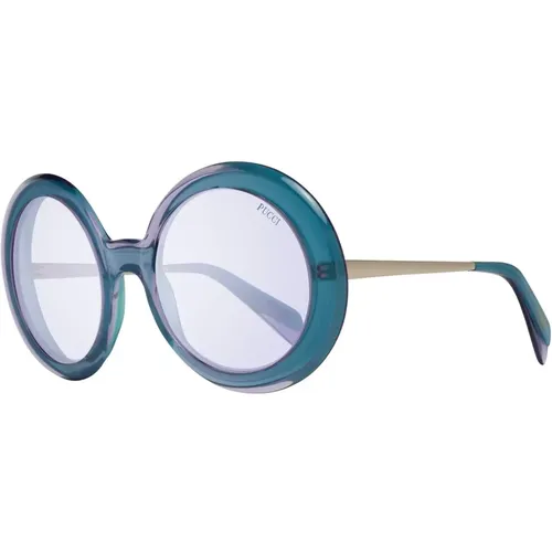 Sunglasses, female, , Size: ONE SIZE Turquoise Women Sunglasses Round Frame - EMILIO PUCCI - Modalova