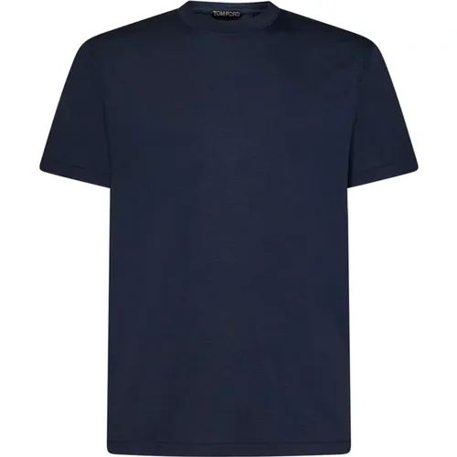 T-Shirts, male, , Size: XL Navy Upgrade Ribbed Crewneck Tee - Tom Ford - Modalova