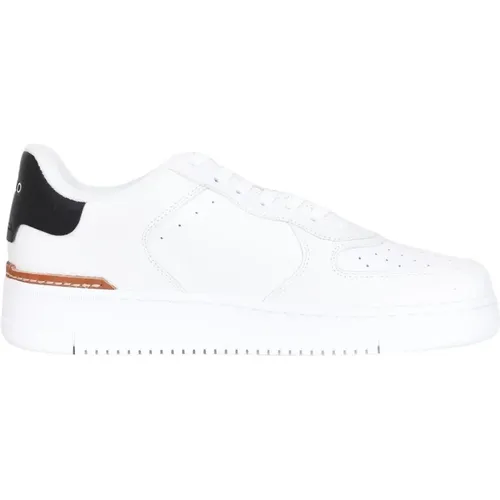 Weiße Sneaker mit braunem Ledereinsatz , Herren, Größe: 41 EU - Ralph Lauren - Modalova