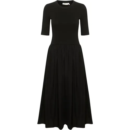 Feminines Schwarzes Kleid mit Halbärmeln , Damen, Größe: M - InWear - Modalova