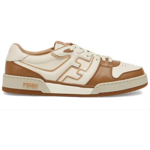 Brown Sneakers White Leather Rubber Sole , male, Sizes: 6 UK, 10 UK, 7 UK - Fendi - Modalova