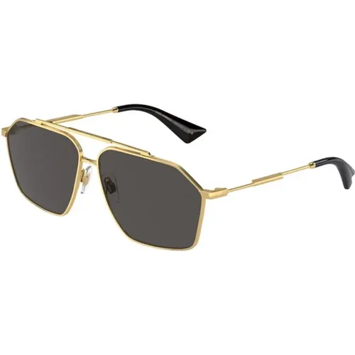 Gold Frame Dark Grey Lens Sunglasses , unisex, Sizes: 61 MM - Dolce & Gabbana - Modalova