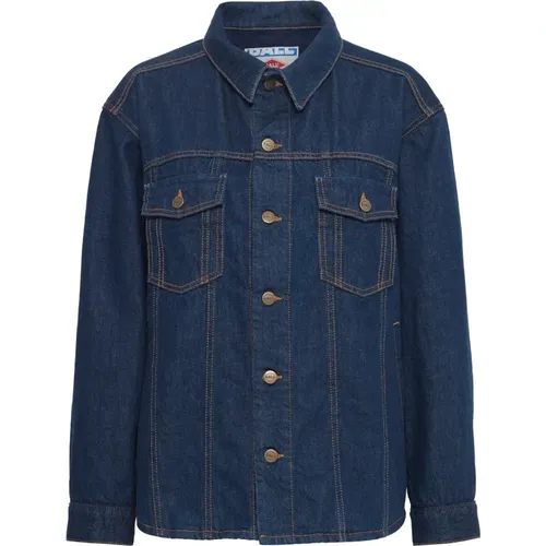 Denim Jackets, female, , Size: XS Denim Jacket Rinse Wash with Print - Ball - Modalova