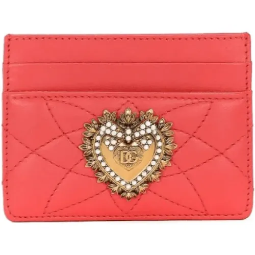 Heart Motif Leather Cardholder , female, Sizes: ONE SIZE - Dolce & Gabbana - Modalova