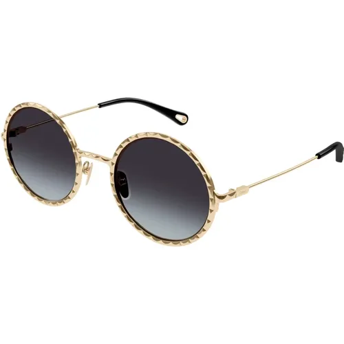 Gold/Grey Shaded Sunglasses , female, Sizes: 53 MM - Chloé - Modalova