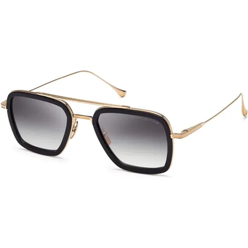 Sunglasses, male, , Size: 52 MM Flight 006 Matte Black-14K Gold Sunglasses - Dita - Modalova