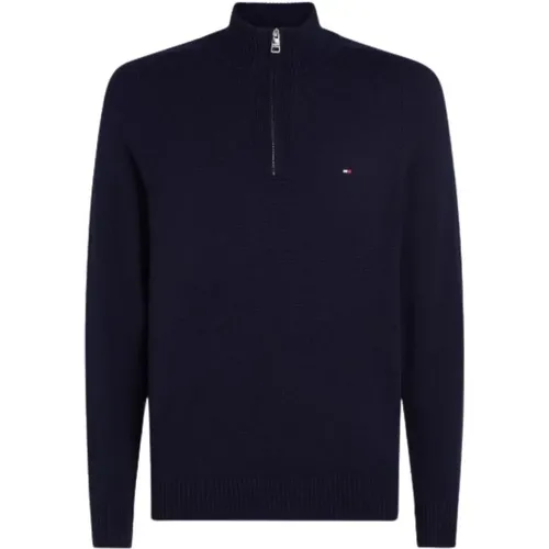 Turtlenecks, male, , Size: 2XL Wool half-zip sweater - Tommy Hilfiger - Modalova