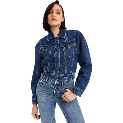 Jeansjacke mit abgenutztem Finish , Damen, Größe: XS - Retrofête - Modalova