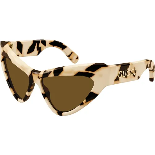 Ivory Havana Sonnenbrillen , Damen, Größe: 57 MM - Gucci - Modalova