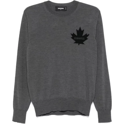 Grey Knit Logo Sweater , male, Sizes: M, S, 3XL, 2XL, XL, L - Dsquared2 - Modalova