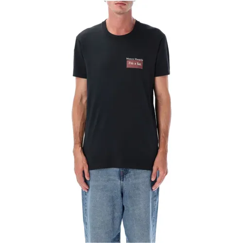 T-Shirts, male, , Size: L Fan Statement T-Shirt Charcoal Aw25 - Maison Margiela - Modalova