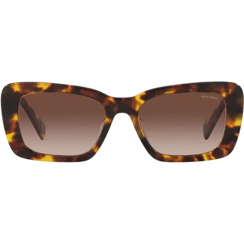 Rectangular Sunglasses with Gradient Lenses and Gold Logo , female, Sizes: 53 MM - Miu Miu - Modalova