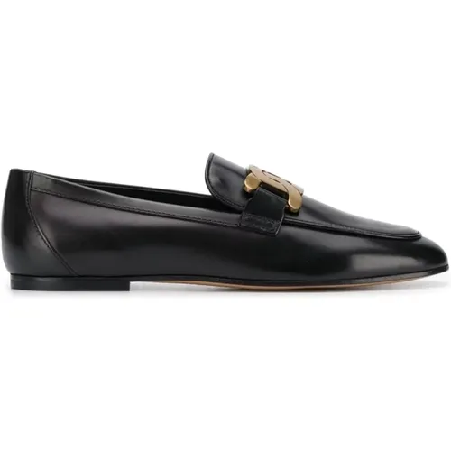 Schwarze flache Schuhe mit Kettenverbindung , Damen, Größe: 36 EU - TOD'S - Modalova