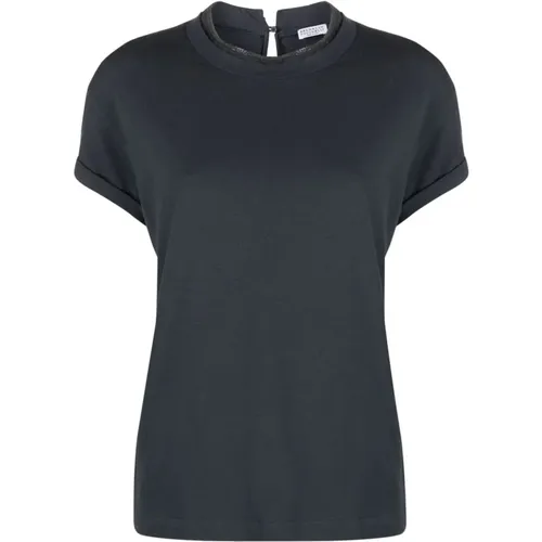 Darkgray T-Shirts & Polos for Women , female, Sizes: L, S, M - BRUNELLO CUCINELLI - Modalova