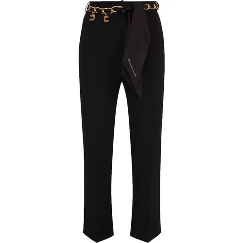 Flared Trousers with Chain and Scarf Detail , female, Sizes: M, S - Elisabetta Franchi - Modalova