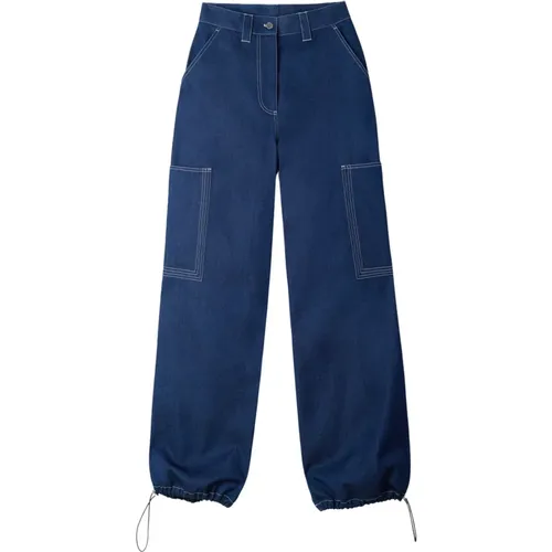 Weite blaue Hose mit kontrastierenden weißen Taschenstichen - Sunnei - Modalova