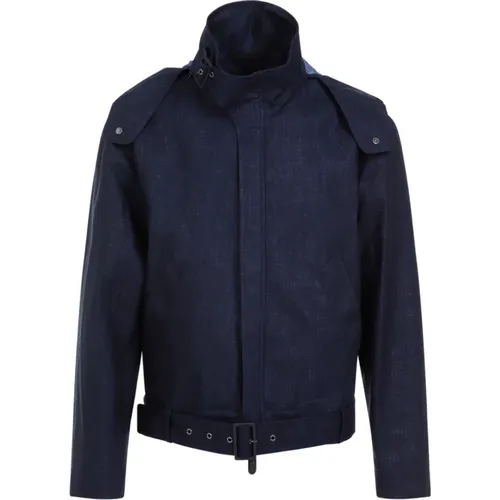 Linen Jacket Hooded Zipper , male, Sizes: XL - Giorgio Armani - Modalova
