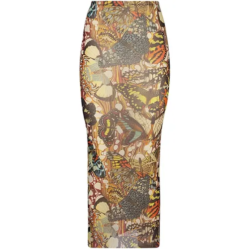 Mesh Midi Skirt Multicolored Print , female, Sizes: S - Jean Paul Gaultier - Modalova