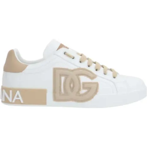 Weiße Low-Top Canvas Sneakers , Herren, Größe: 42 EU - Dolce & Gabbana - Modalova