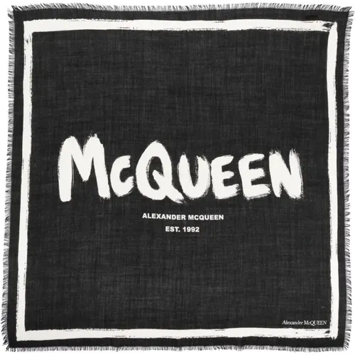 Logo Print Wool Scarf , female, Sizes: ONE SIZE - alexander mcqueen - Modalova