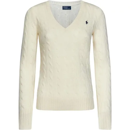 Luxuriöser Woll-Kaschmir V-Ausschnitt Pullover , Damen, Größe: L - Polo Ralph Lauren - Modalova