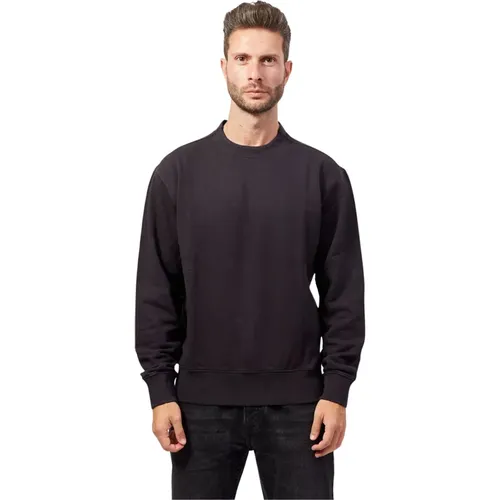 Schwarzer Baumwoll-Rundhalsausschnitt bestickter Pullover , Herren, Größe: XL - Hugo Boss - Modalova