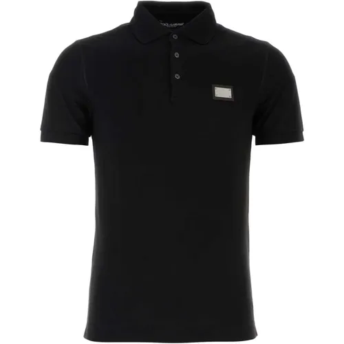 Schwarzes Piquet Polo Shirt , Herren, Größe: M - Dolce & Gabbana - Modalova