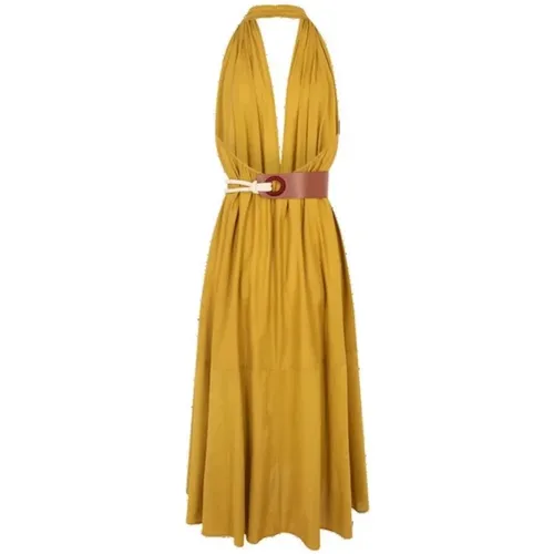 Golden Acacia Long Fluid Dress , female, Sizes: ONE SIZE - Mare Di Latte - Modalova