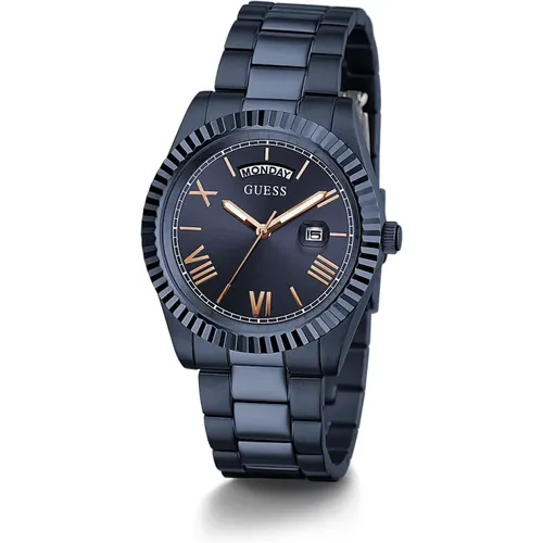 Connoisseur Edelstahl Blaue Uhr , Herren, Größe: ONE Size - Guess - Modalova