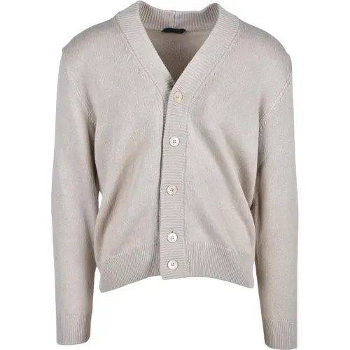 Cardigans, male, , Size: L Linen Cotton Cardigan - Zanone - Modalova