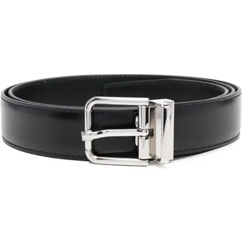 Square-Buckle Leather Belt , male, Sizes: 95 CM, 100 CM, 105 CM, 90 CM - Dolce & Gabbana - Modalova