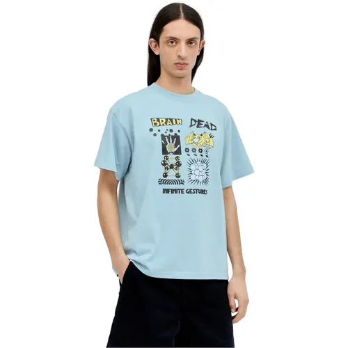 Baumwoll-Jersey-Logo-Print-T-Shirt , Herren, Größe: M - Brain Dead - Modalova