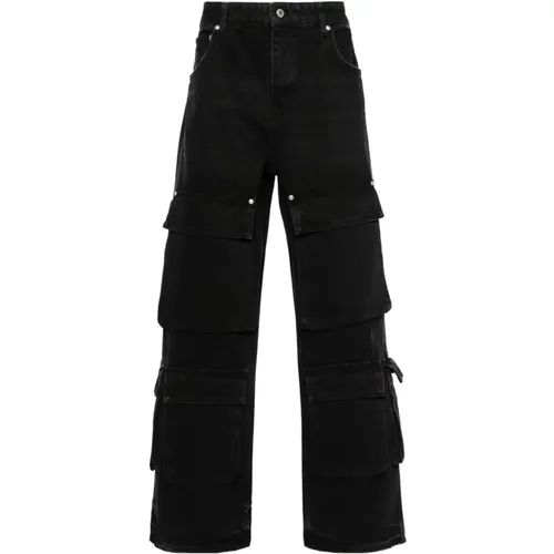Schwarze Weite Jeans Zerissen Zerstört , Herren, Größe: W33 - Represent - Modalova