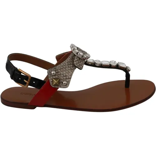 Sandalen mit Kristallverzierung , Damen, Größe: 35 EU - Dolce & Gabbana - Modalova